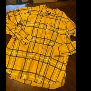 Lands' End Yellow Plaid Women's Button Down Shirt